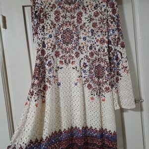 Target Cream and Multicolor Long Sleeve Dress